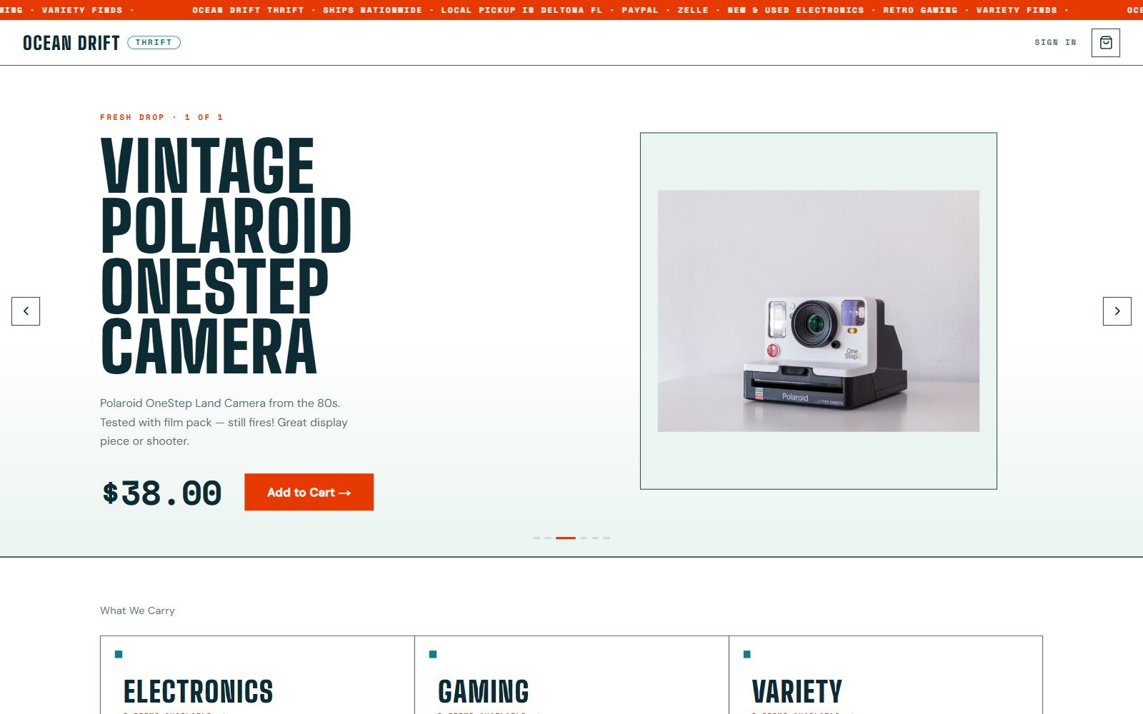 Screenshot of Ocean Drift Thrift