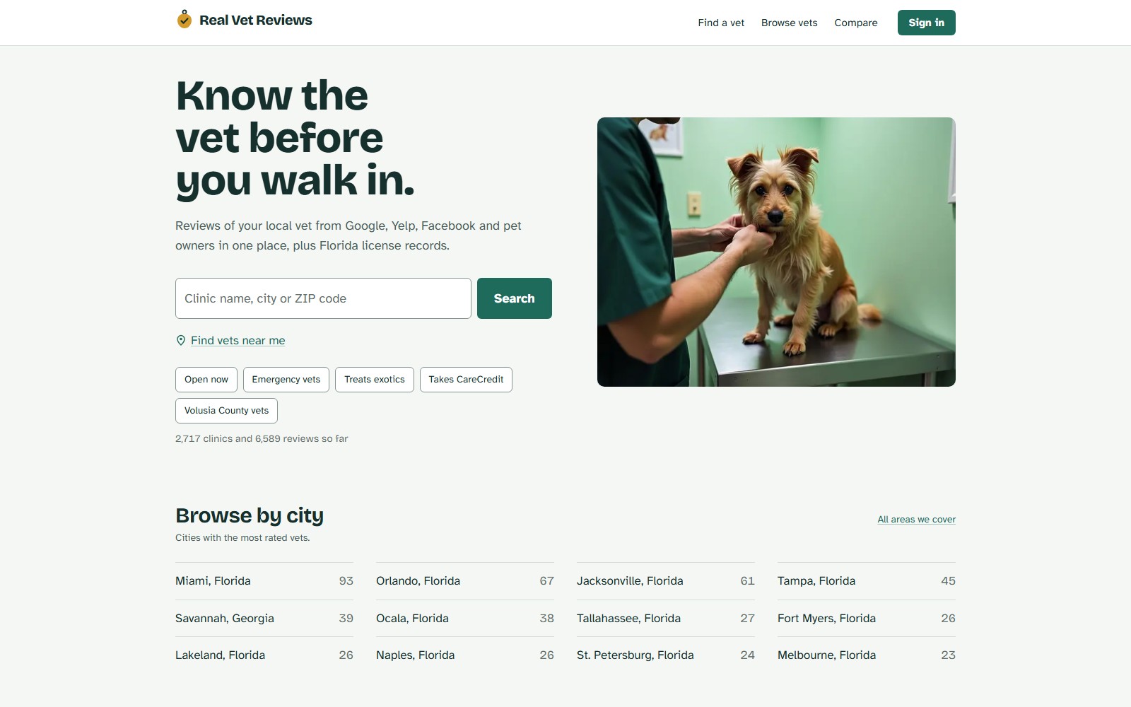 Screenshot of Real Vet Reviews